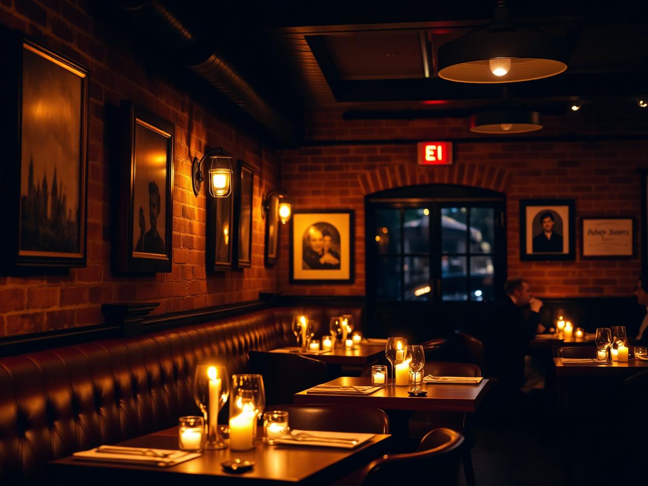 A candlelit independent UK dining room at dusk